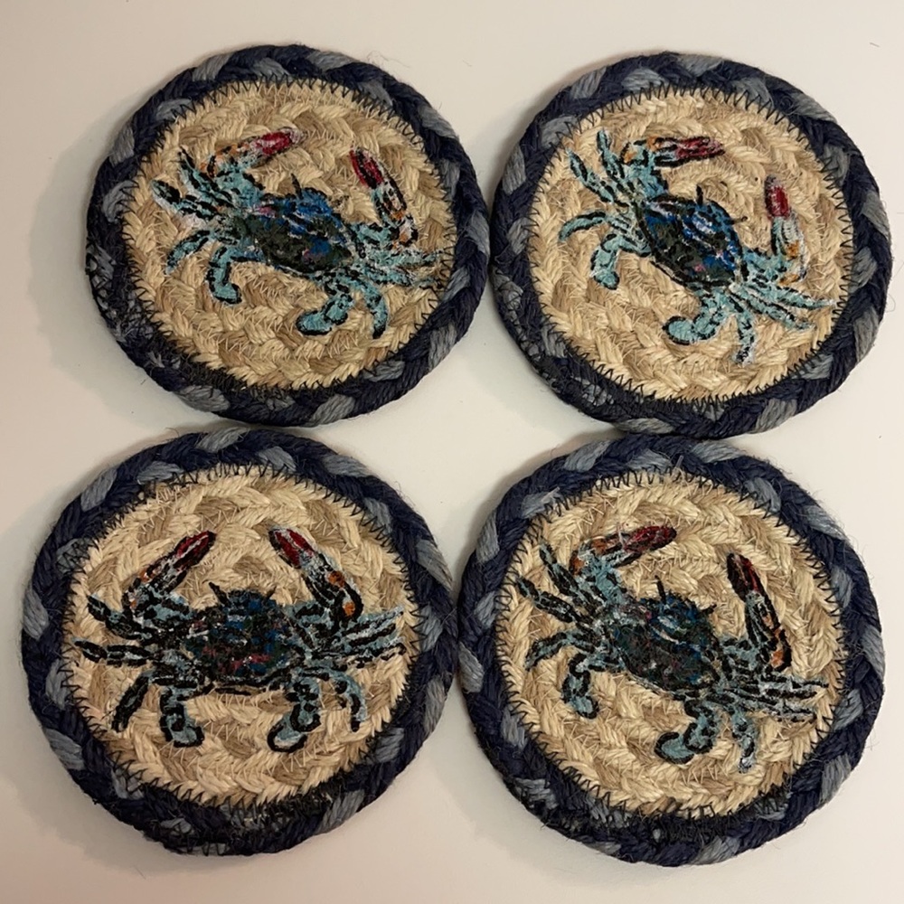 Blue Crab Woven Coasters